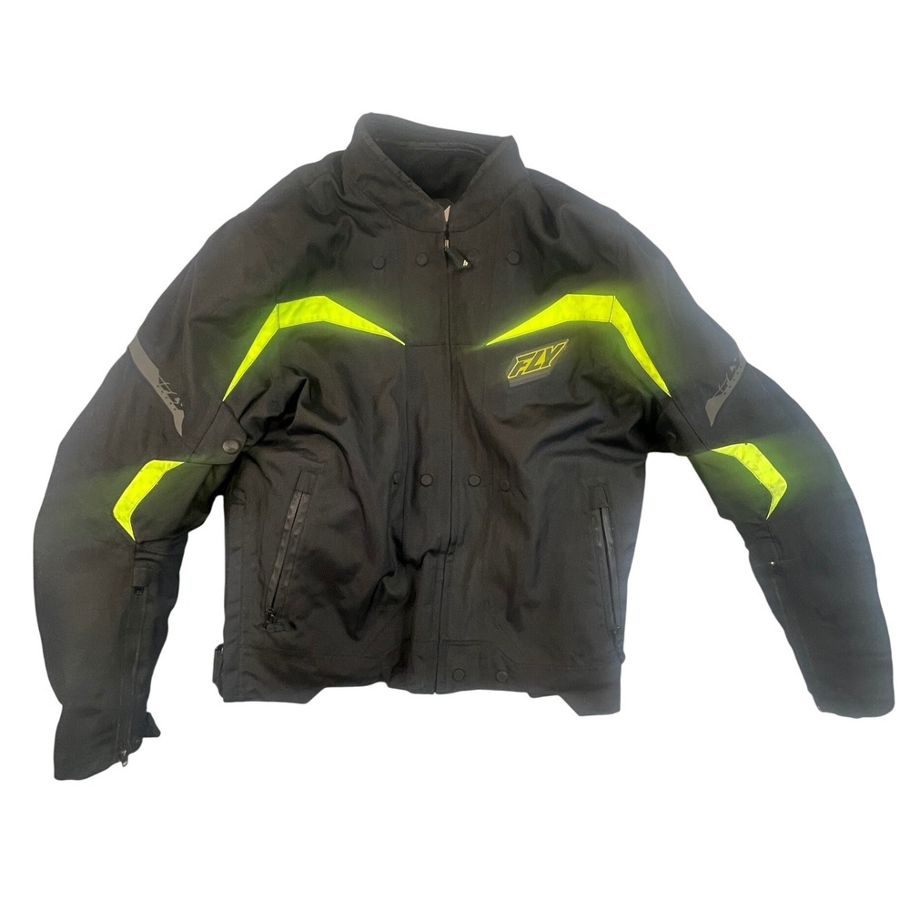 Fly Racing Butane Motorcycle Jacket‎ Black Neon Yellow HydraGuard Mens Small S